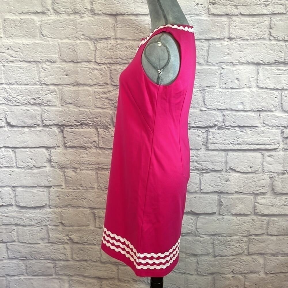 Talbots Adorable Pink Midi Dress with White Zig Zag Trim Details - Picture 3 of 7